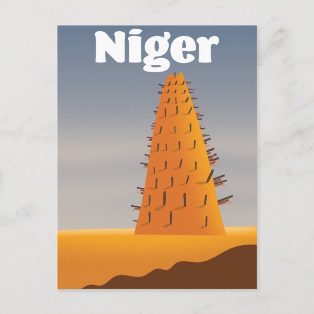 Niger Agadez moské reseaffisch Vykort (Framsida)