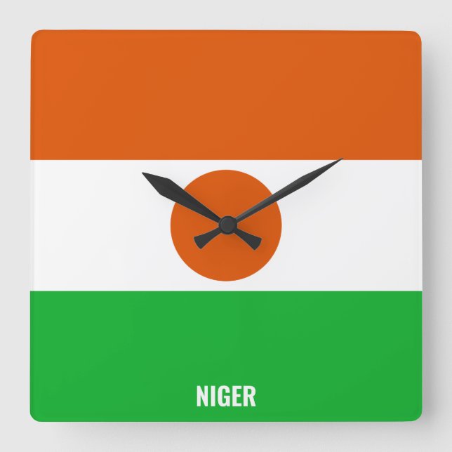 Niger Flagga Dazzling Patriotic Fyrkantig Klocka (Framsida)
