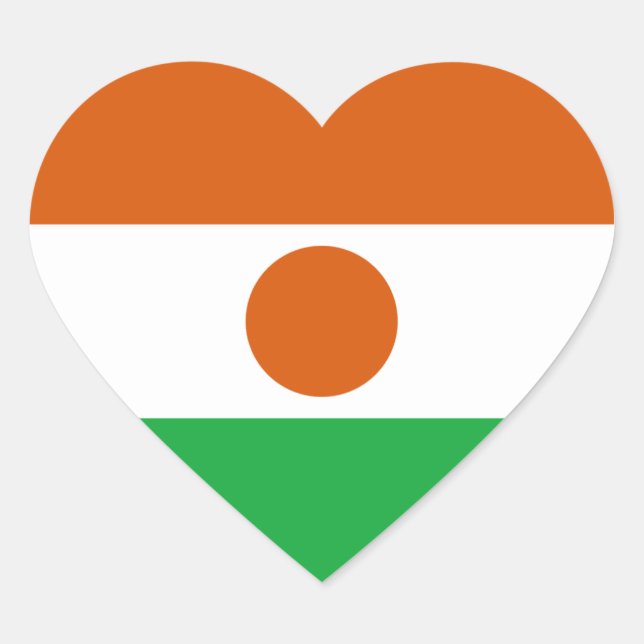 Niger Flagga Hjärta Klistermärke (Framsida)