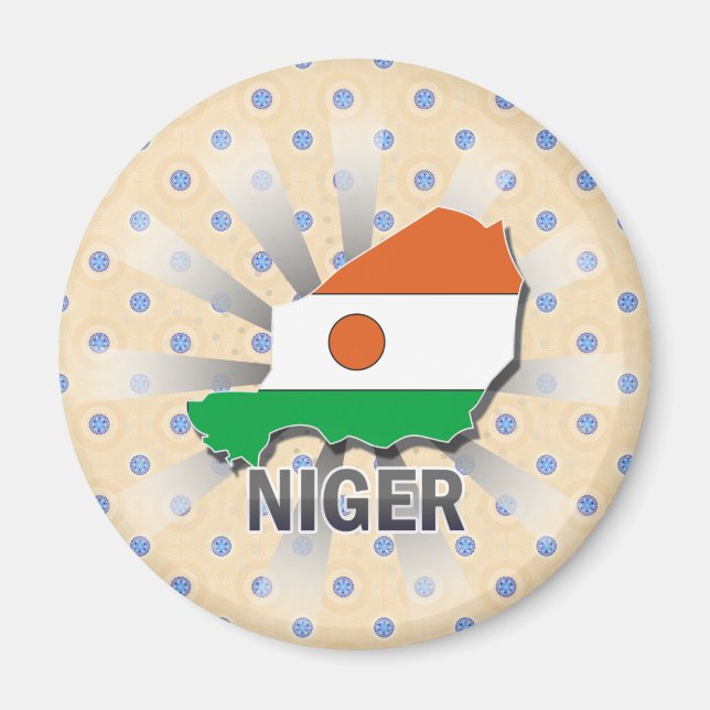 Niger Flagga Karta 2.0 Magnet (Framsidan)