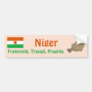 Niger Flagga + Karta Bumperdekal Bildekal