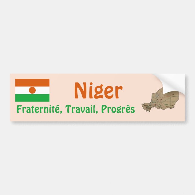 Niger Flagga + Karta Bumperdekal Bildekal (Framsidan)