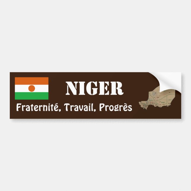 Niger Flagga + Karta Bumperdekal Bildekal (Framsidan)