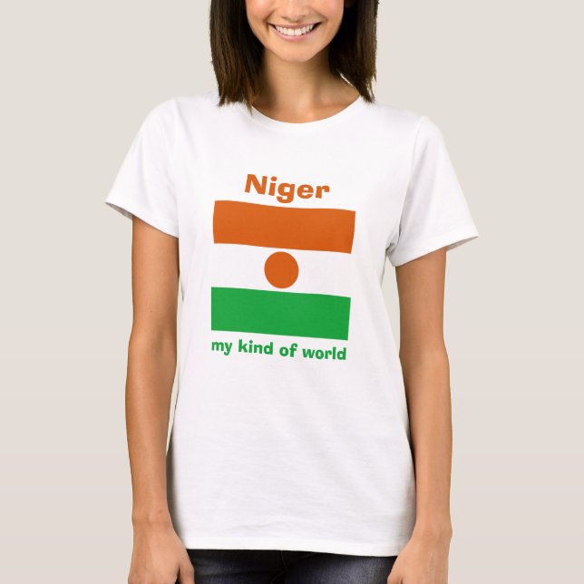 Niger flagga + Karta + TextT-tröja Tee Shirt (Framsida)