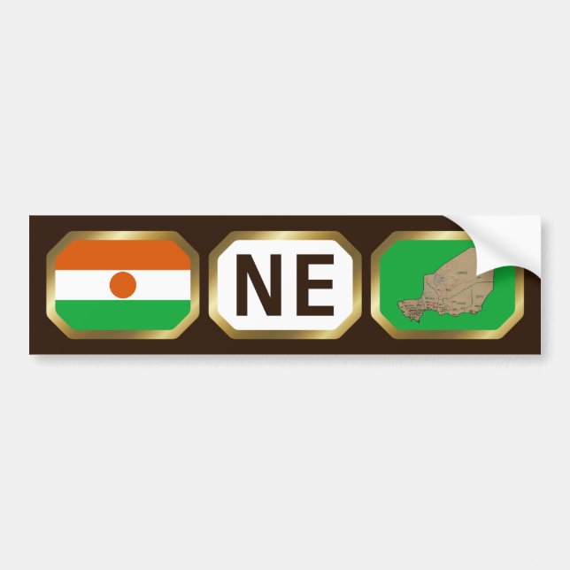 Niger Flagga Kartkod Klistermärke (Framsidan)
