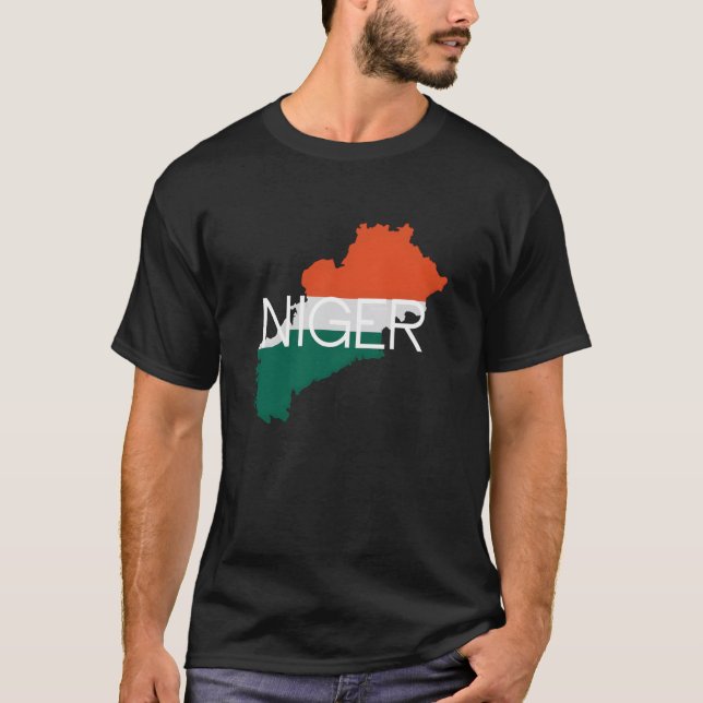 Niger Flagga Kartöversikt T Shirt (Framsida)