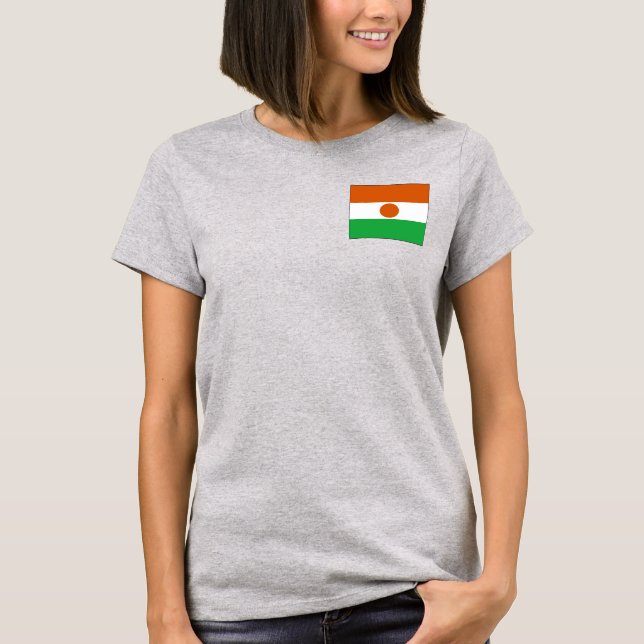 Niger Flagga och Karta dk T-Shirt (Framsida)