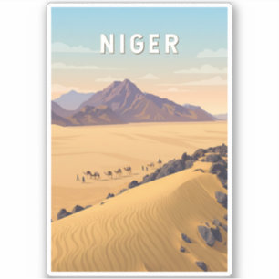 Niger Illustration Resa Konst Vintage Klistermärken