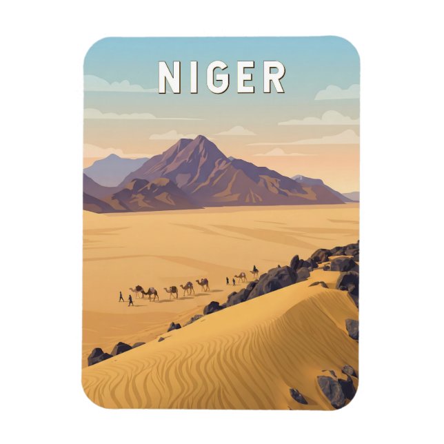 Niger Illustration Resa Konst Vintage Magnet (Vertikal)