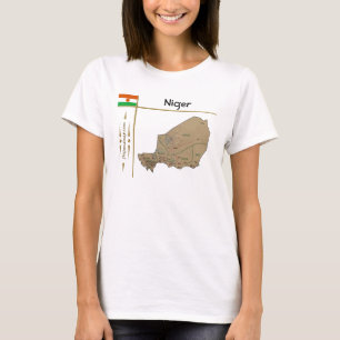 Niger Kart + Flagga + Titel T-Shirt