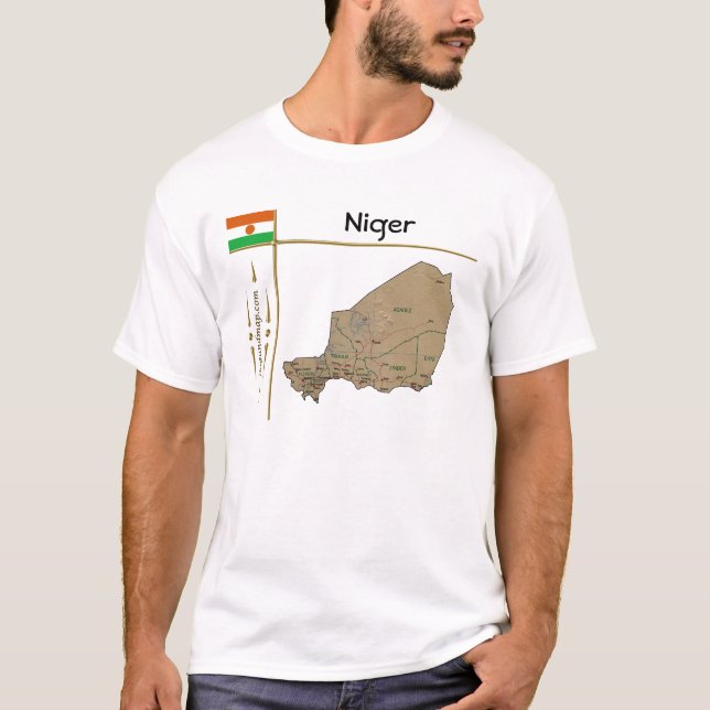 Niger Kart + Flagga + Titel T-Shirt (Framsida)