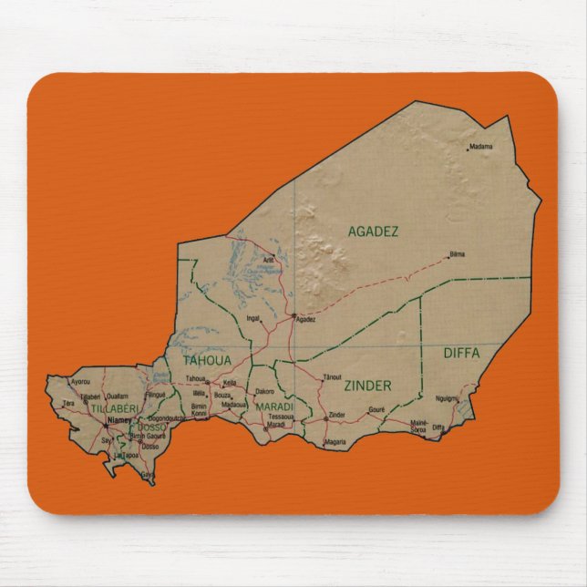 Niger Karta Mousepad Musmatta (Framsidan)