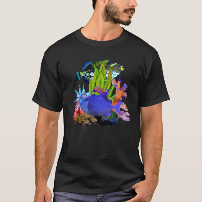Niger Trigger Fish Reef Aggressive Saltwater Aquar T Shirt (Framsida)