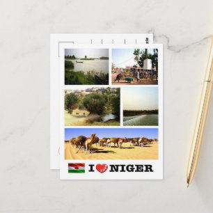 Niger - Viftande flagga - Vykort