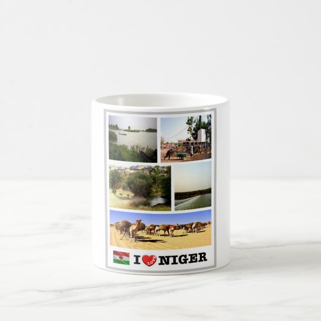 Niger - Wave Flagga - Kaffemugg (Center)