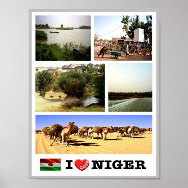 Niger - Wave Flagga - Poster (Framsidan)