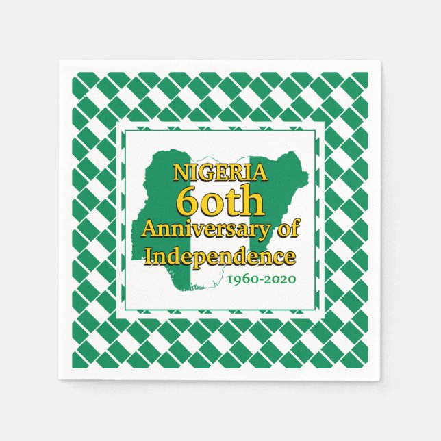 NIGERIA 60-årsjubileum Självständighet | Nigeria Pappersservett (Framsidan)