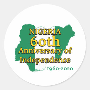 NIGERIA 60-årsjubileum Självständighet Nigeria Runt Klistermärke