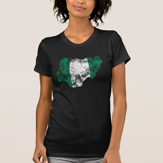 Nigeria bedrövade flagga tee (Framsida)