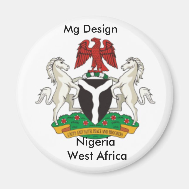 Nigeria_coa, Nigerias Väster Afrika, Mg Design Magnet (Framsidan)