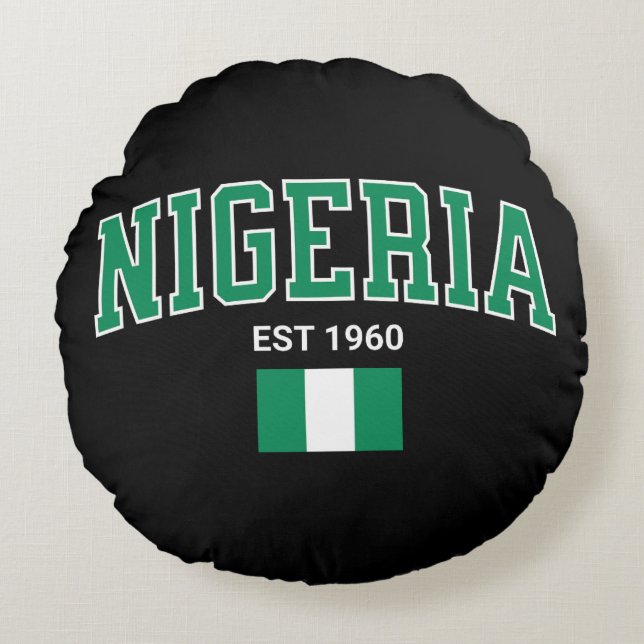 Nigeria Est. 1960 — Stolthetens arv Rund Kudde (Framsidan)