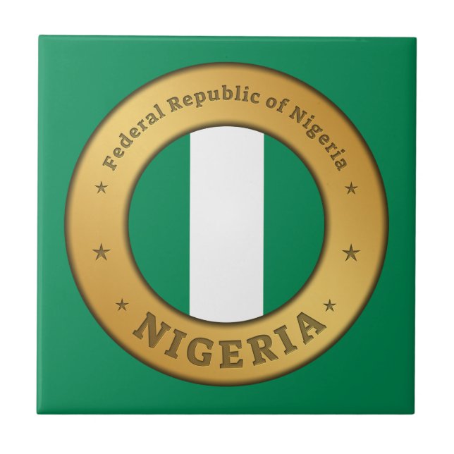 Nigeria Flag Badge Kakelplatta (Framsidan)