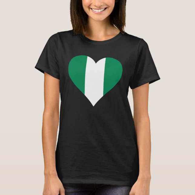Nigeria Flag Heart Nigeria  Love Nigeria T Shirt (Framsida)