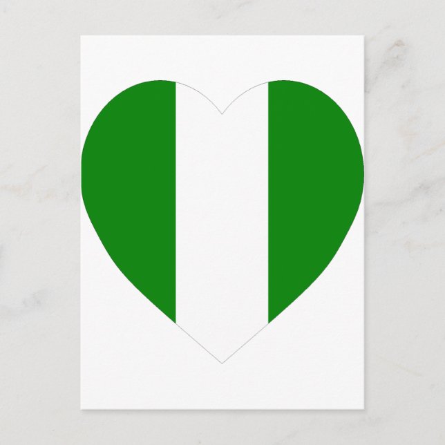 Nigeria Flagga Heart Vykort (Framsida)
