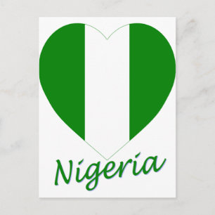 Nigeria Flagga Heart Vykort