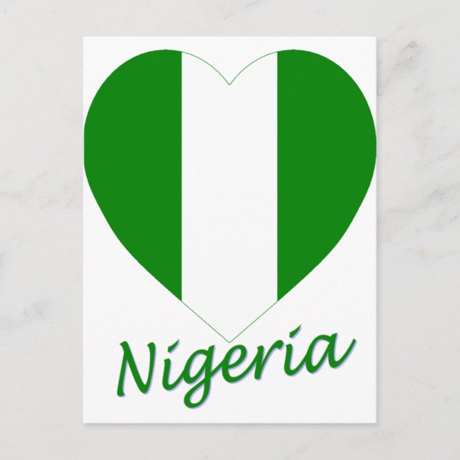 Nigeria Flagga Heart Vykort (Framsida)