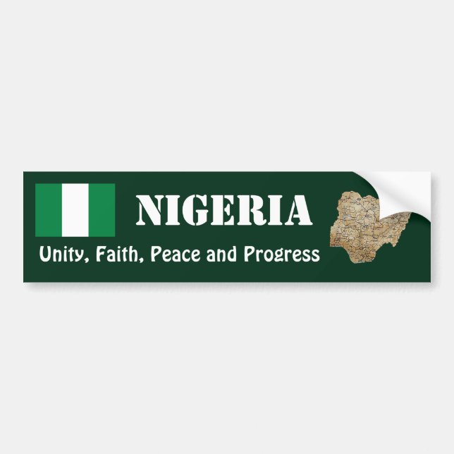 Nigeria Flagga + Kart Dekal (Framsidan)