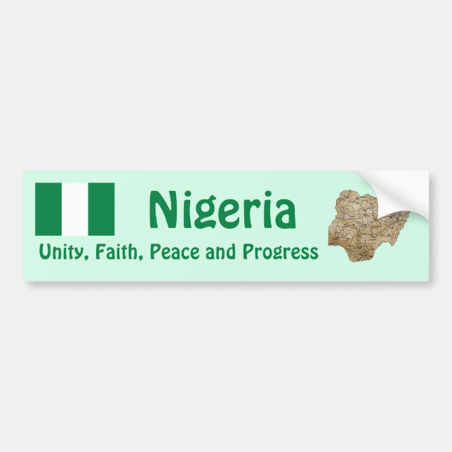 Nigeria Flagga + Kart Dekal (Framsidan)