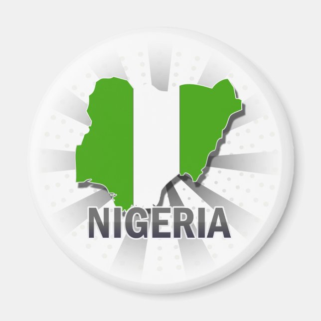 Nigeria Flagga Karta 2.0 Magnet (Framsidan)