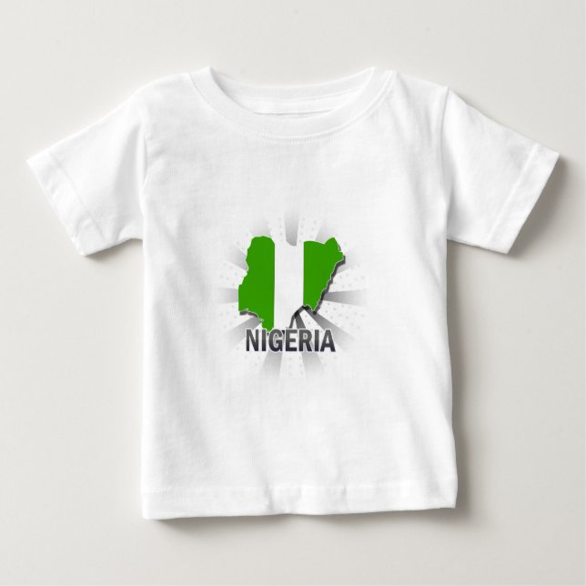 Nigeria Flagga Karta 2.0 Tee Shirt (Framsida)