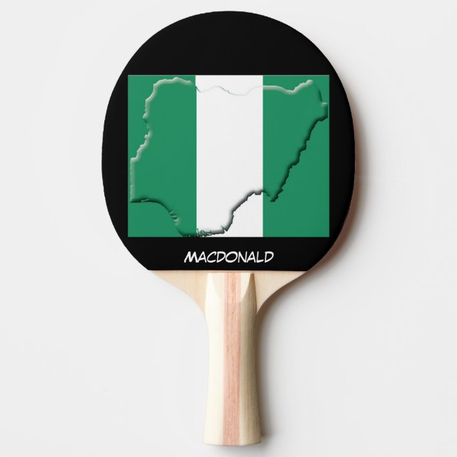 NIGERIA FLAGGA & KARTA Personlig BLACK Pingisracket (Framsidan)