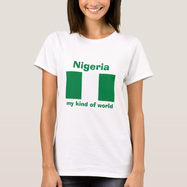 Nigeria Flagga + Karta + Text T-Shirt (Framsida)
