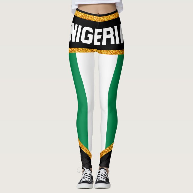 Nigeria Flagga Leggings (Framsida)