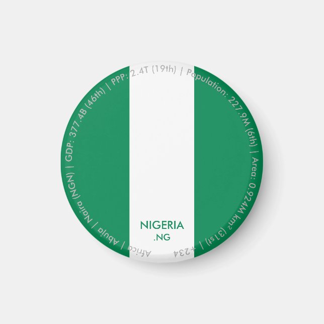 Nigeria Flagga Magnet (Framsidan)
