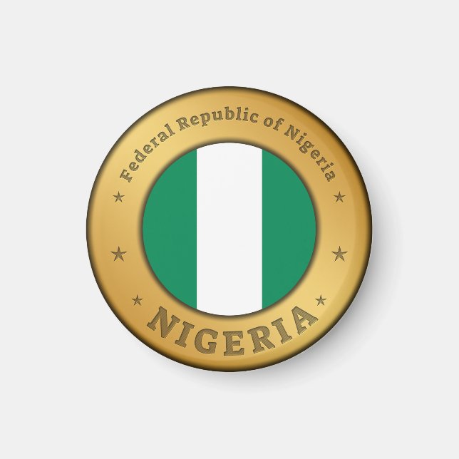Nigeria Flagga Märke Magnet (Framsidan)