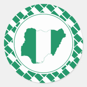 NIGERIA FLAGGA Nigerias Karta-Snyggt Patriotic Runt Klistermärke