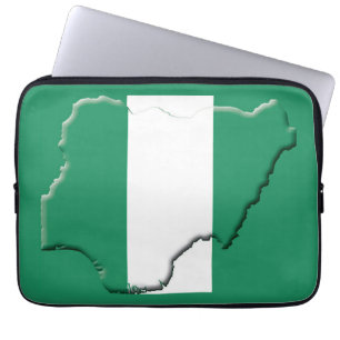 NIGERIA Flagga Patriotic Computer GRÖNT Karta Laptop Fodral