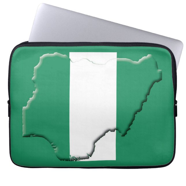 NIGERIA Flagga Patriotic Computer GRÖNT Karta Laptop Fodral (Framsidan)