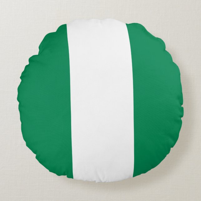 Nigeria Flagga Rund Kudde (Framsidan)