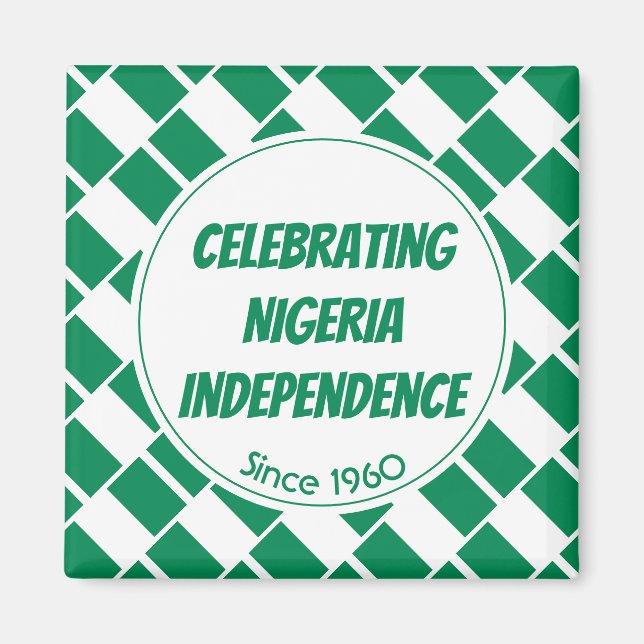 NIGERIA FLAGGA som firar självständighet Magnet (Framsidan)