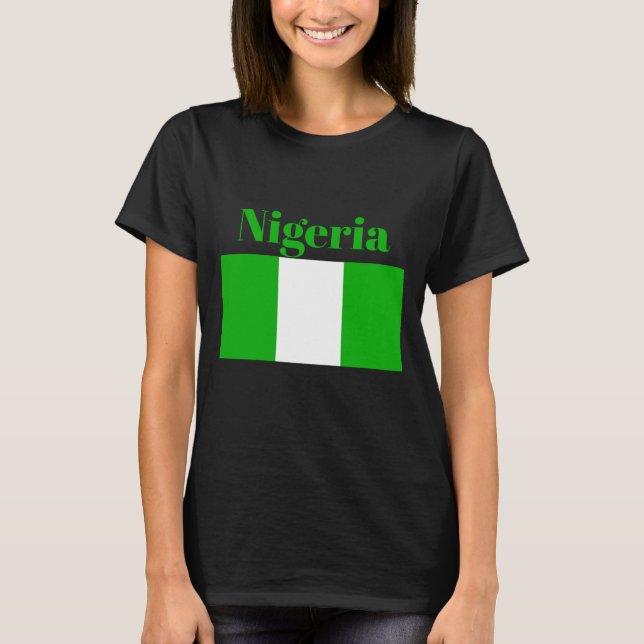 Nigeria Flagga T Shirt (Framsida)