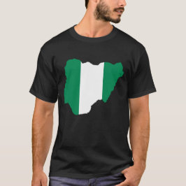 Nigeria flagga vid karta t shirt