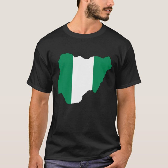 Nigeria flagga vid karta t shirt (Framsida)
