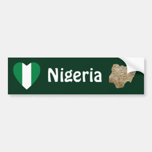 Nigeria flaggahjärta + Kartabildekal Bildekal
