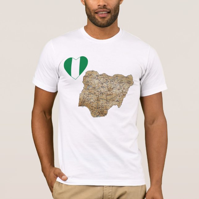 Nigeria flaggahjärta och kartaT-tröja Tröja (Framsida)