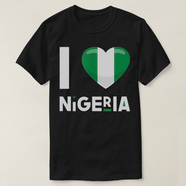 Nigeria I Kärlek Nigeria Flagga Afrika Heart Niger T Shirt (Design framsida)